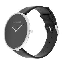  Shop Authentic Calvin Klein Full Moon Black Dial Black Leather Strap Watch for Women - K8Y231C1 - Luxxuri