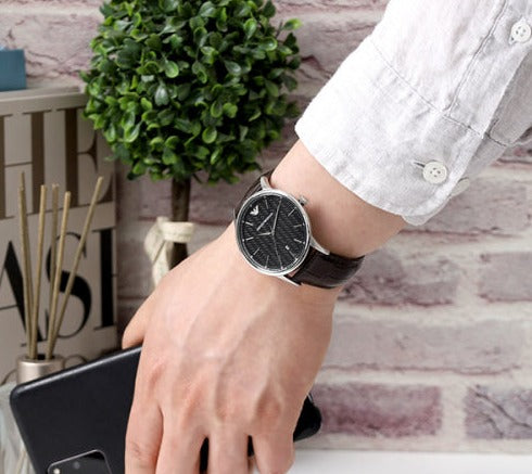  Shop Authentic Emporio Armani Renato Quartz Black Dial Brown Leather Strap Watch For Men - AR11187 - Luxxuri