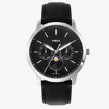  Shop Authentic Fossil Neutra Minimalist Moonphase Black Dial Black Leather Strap Watch for Men - FS5904 - Luxxuri