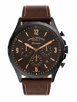  Shop Authentic Fossil Forrester Chronograph Black Dial Brown Leather Strap Watch for Men - FS5608 - Luxxuri