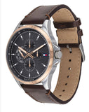  Shop Authentic Tommy Hilfiger Shawn Multifunction Grey Dial Brown Leather Strap Watch for Men - 1791615 - Luxxuri
