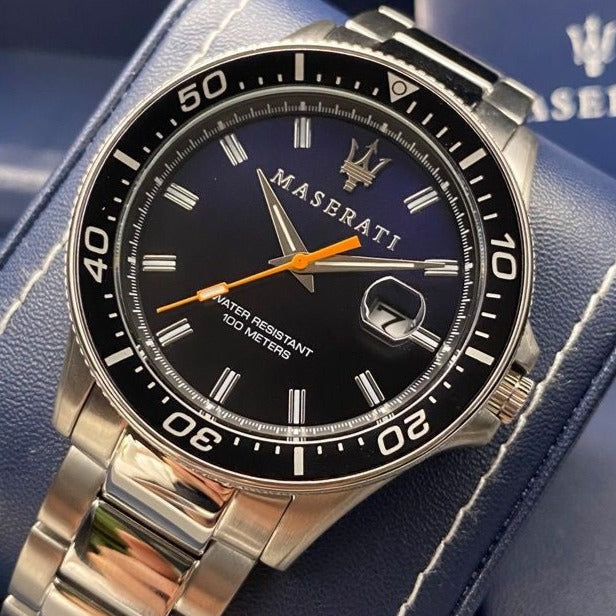  Shop Authentic Maserati SFIDA Quartz Bue Dial Stainless Steel Watch For Men - R8853140001 - Luxxuri