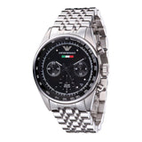  Shop Authentic Emporio Armani Sportivo Chronograph Black Dial Silver Steel Strap Watch For Men - AR5984 - Luxxuri
