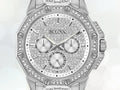  Shop Authentic Bulova Crystal Collection Pave Silver Dial with Crystals Silver Steel Strap Watch for Men - 96C134 - Luxxuri
