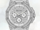  Shop Authentic Bulova Crystal Collection Pave Silver Dial with Crystals Silver Steel Strap Watch for Men - 96C134 - Luxxuri