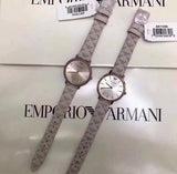  Shop Authentic Emporio Armani Classic White Dial Beige Leather Strap Watch For Women - AR11008 - Luxxuri