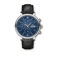  Shop Authentic IWC Portofino Chronograph Blue Dial Black Leather Strap Watch for Men - IW391023 - Luxxuri