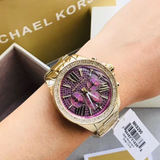  Shop Authentic Michael Kors Wren Purple Dial Gold Steel Strap Watch for Women - MK6290 - Luxxuri