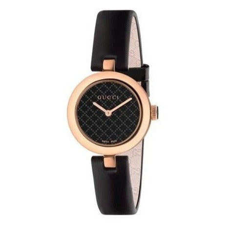  Shop Authentic Gucci Diamantissima Quartz Black Dial Black Leather Strap Watch for Women - YA141401 - Luxxuri