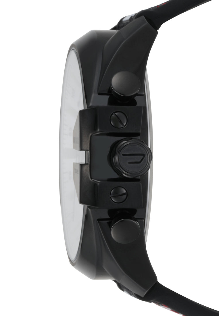  Shop Authentic Diesel Mega Chief Chronograph Silver Dial Black Leather Strap Watch For Men - DZ4512 - Luxxuri