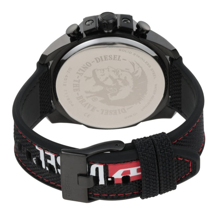  Shop Authentic Diesel Mega Chief Chronograph Silver Dial Black Leather Strap Watch For Men - DZ4512 - Luxxuri