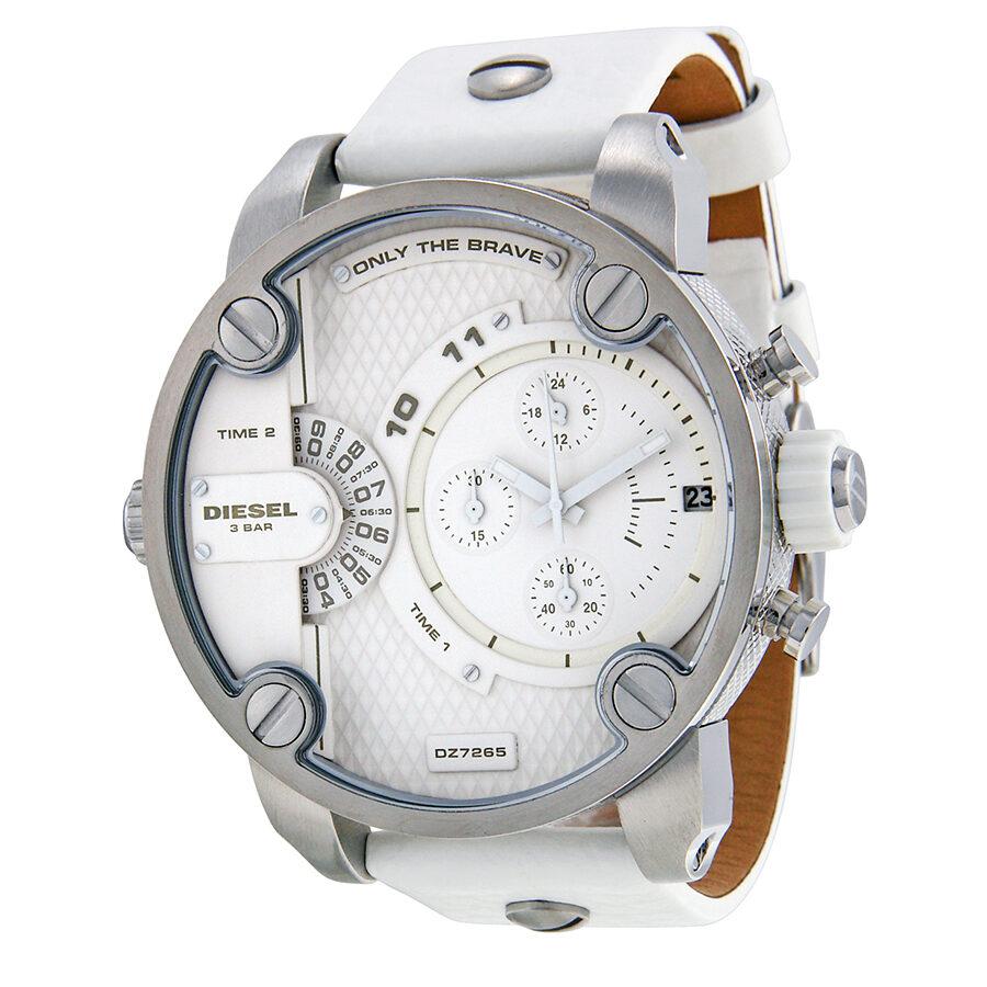  Shop Authentic Diesel Badass Chronograph White Dial White Leather Strap Watch For Men - DZ7265 - Luxxuri