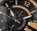  Shop Authentic Diesel Mega Chief Gold & Black Dial Black Leather Strap Watch For Men - DZ4344 - Luxxuri