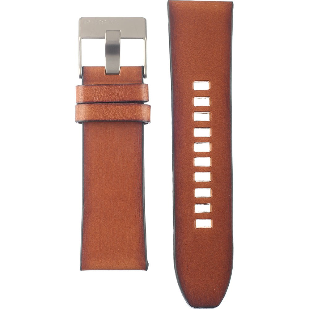 Diesel Mega Chief White Dial Brown Leather Strap Watch For Men - DZ4280