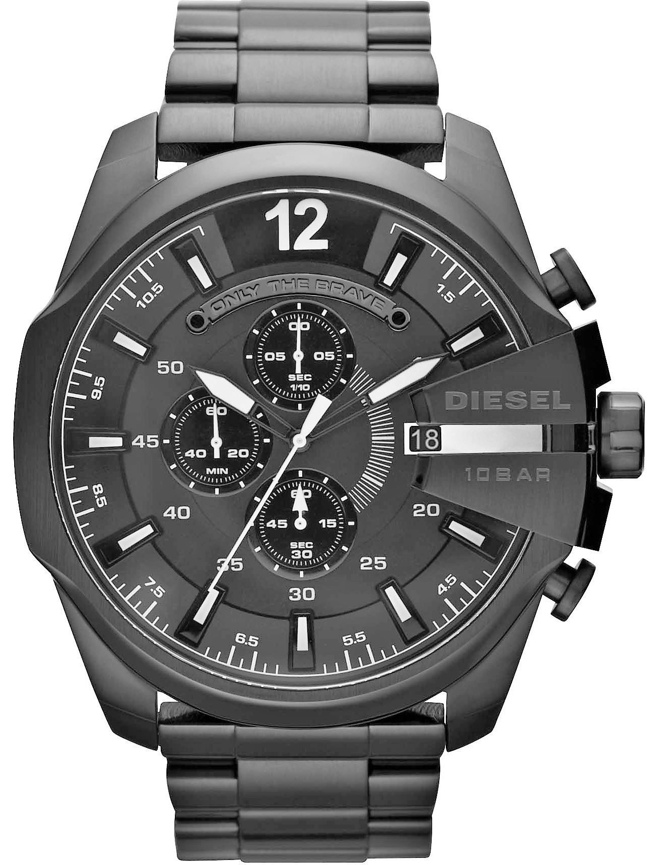 Diesel Mega Chief Chronograph Black Steel Strap Watch For Men - DZ4283