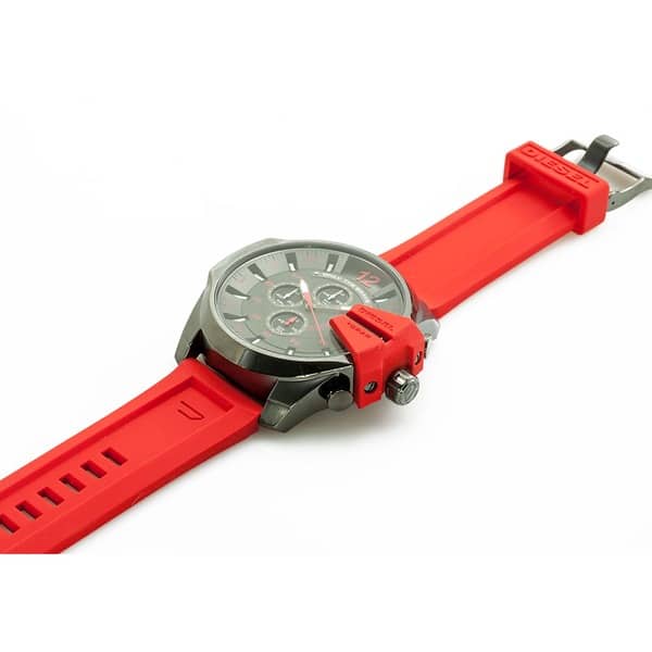  Shop Authentic Diesel Mega Chief Chronograph Black Dial Red Silicone Strap Watch For Men - DZ4427 - Luxxuri