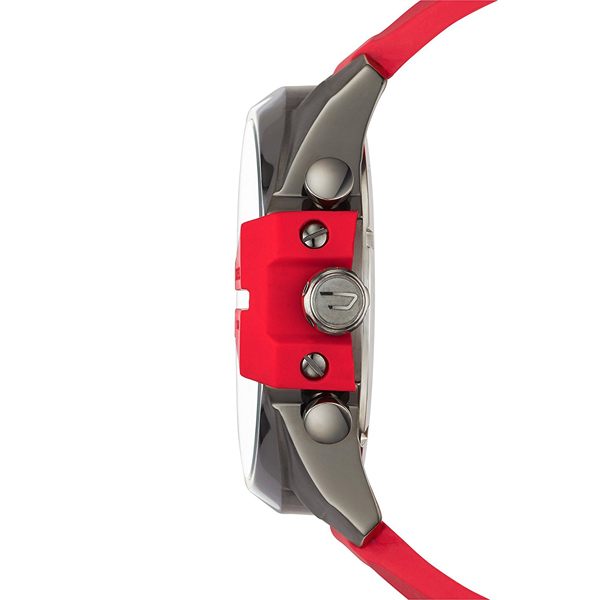  Shop Authentic Diesel Mega Chief Chronograph Black Dial Red Silicone Strap Watch For Men - DZ4427 - Luxxuri
