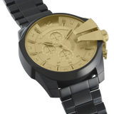  Shop Authentic Diesel Mega Chief Chronograph Gold Dial Black Steel Strap Watch For Men - DZ4485 - Luxxuri