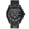 Diesel Mega Chief Chronograph Black Dial Black Mesh Bracelet Watch For Men - DZ4514