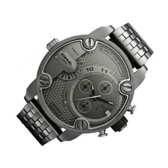  Shop Authentic Diesel Little Daddy Dual Time Chronograph Grey Dial Stainless Steel Strap Watch For Men - DZ7263 - Luxxuri
