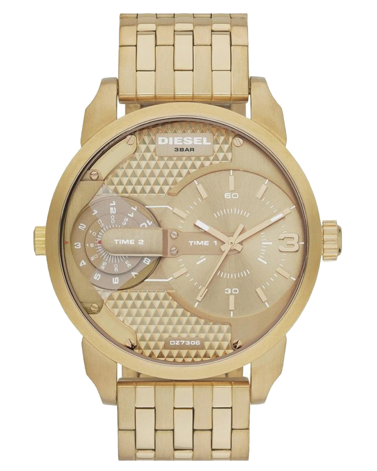 Diesel Mini Daddy Gold Dial Gold Steel Strap Watch For Men - DZ7306