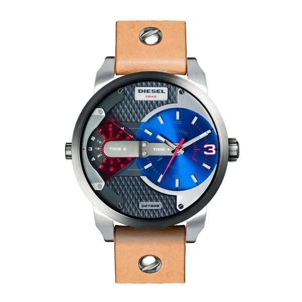 Shop Authentic Diesel Mini Daddy Blue & Black Dial Brown Leather Strap Watch For Men - DZ7308 - Luxxuri