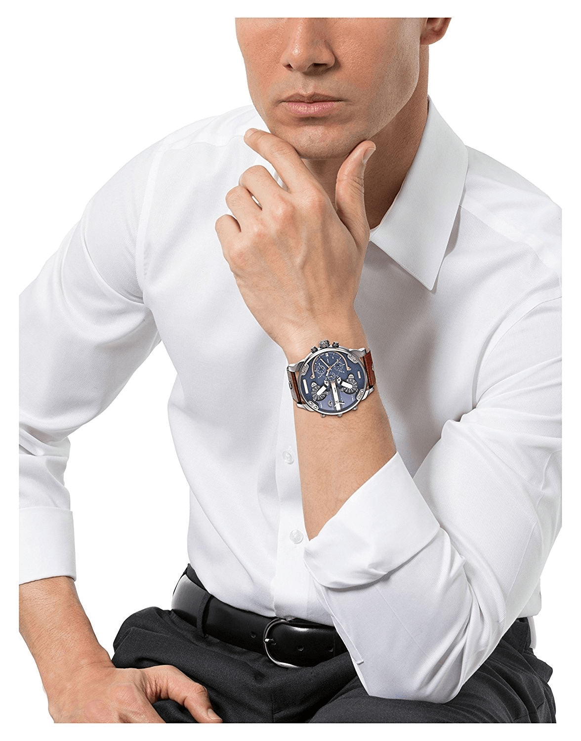  Shop Authentic Diesel Mr Daddy Blue Dial Brown Leather Strap Watch For Men - DZ7314 - Luxxuri