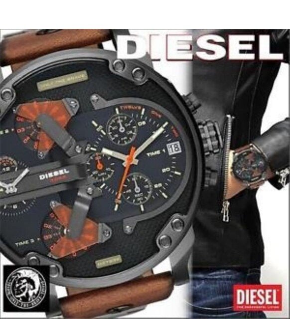  Shop Authentic Diesel Mr Daddy 2.0 Black Dial Brown Leather Strap Watch For Men - DZ7332 - Luxxuri