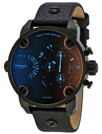  Shop Authentic Diesel Little Daddy Black Dial Black Leather Strap Watch For Men - DZ7334 - Luxxuri