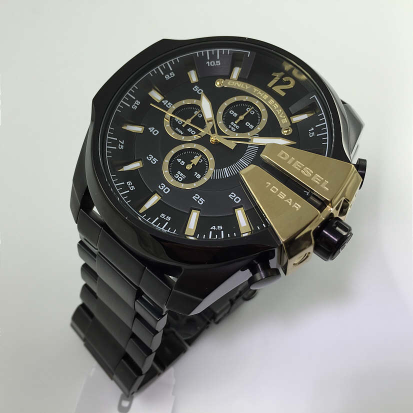  Shop Authentic Diesel Mega Chief Chronograph Black Dial Black Steel Strap Watch For Men - DZ4338 - Luxxuri