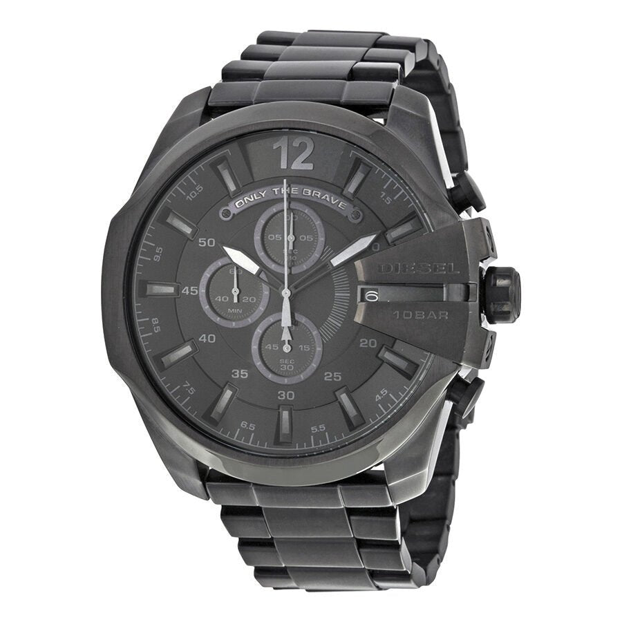  Shop Authentic Diesel Mega Chief Chronograph Black Dial Black Stainless Steel Watch For Men - DZ4355 - Luxxuri
