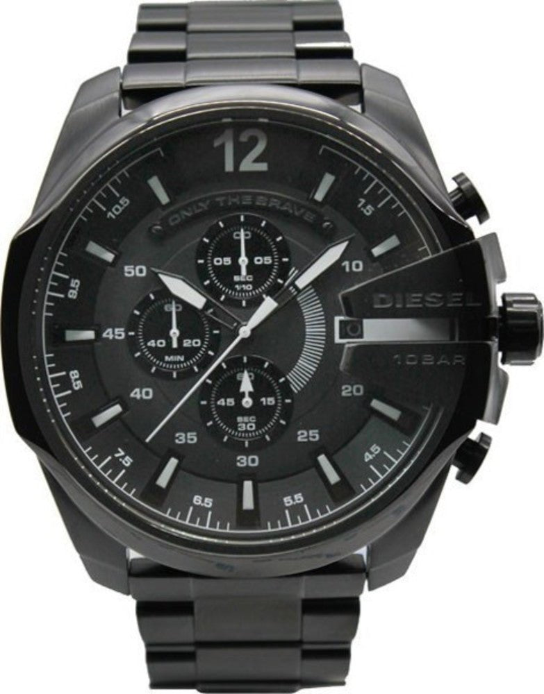 Diesel Mega Chief Chronograph Black Steel Strap Watch For Men - DZ4283