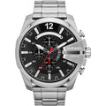  Shop Authentic Diesel Mega Chief Chronograph Black Dial Silver Steel Strap Watch For Men - DZ4308 - Luxxuri