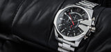  Shop Authentic Diesel Mega Chief Chronograph Black Dial Silver Steel Strap Watch For Men - DZ4308 - Luxxuri