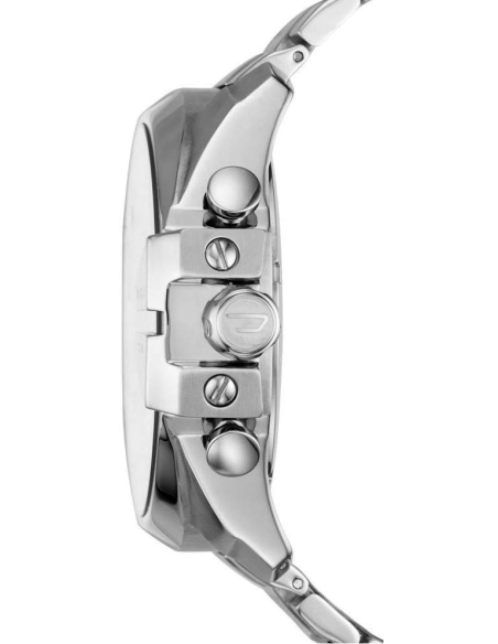 Diesel Mega Chief Chronograph Blue Dial Silver Steel Strap Watch For Men - DZ4417