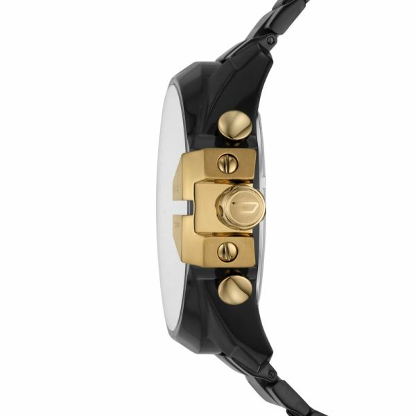  Shop Authentic Diesel Mega Chief Chronograph Gold Dial Black Steel Strap Watch For Men - DZ4485 - Luxxuri
