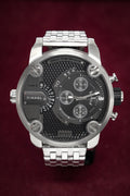  Shop Authentic Diesel Little Daddy Chronograph Black Dial Silver Steel Strap Watch For Men - DZ7259 - Luxxuri