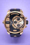 Shop Authentic Diesel Little Daddy Black & Gold Dial Black Leather StrapWatch For Men - DZ7282 - Luxxuri