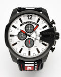  Shop Authentic Diesel Mega Chief Chronograph Silver Dial Black Leather Strap Watch For Men - DZ4512 - Luxxuri