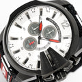  Shop Authentic Diesel Mega Chief Chronograph Silver Dial Black Leather Strap Watch For Men - DZ4512 - Luxxuri