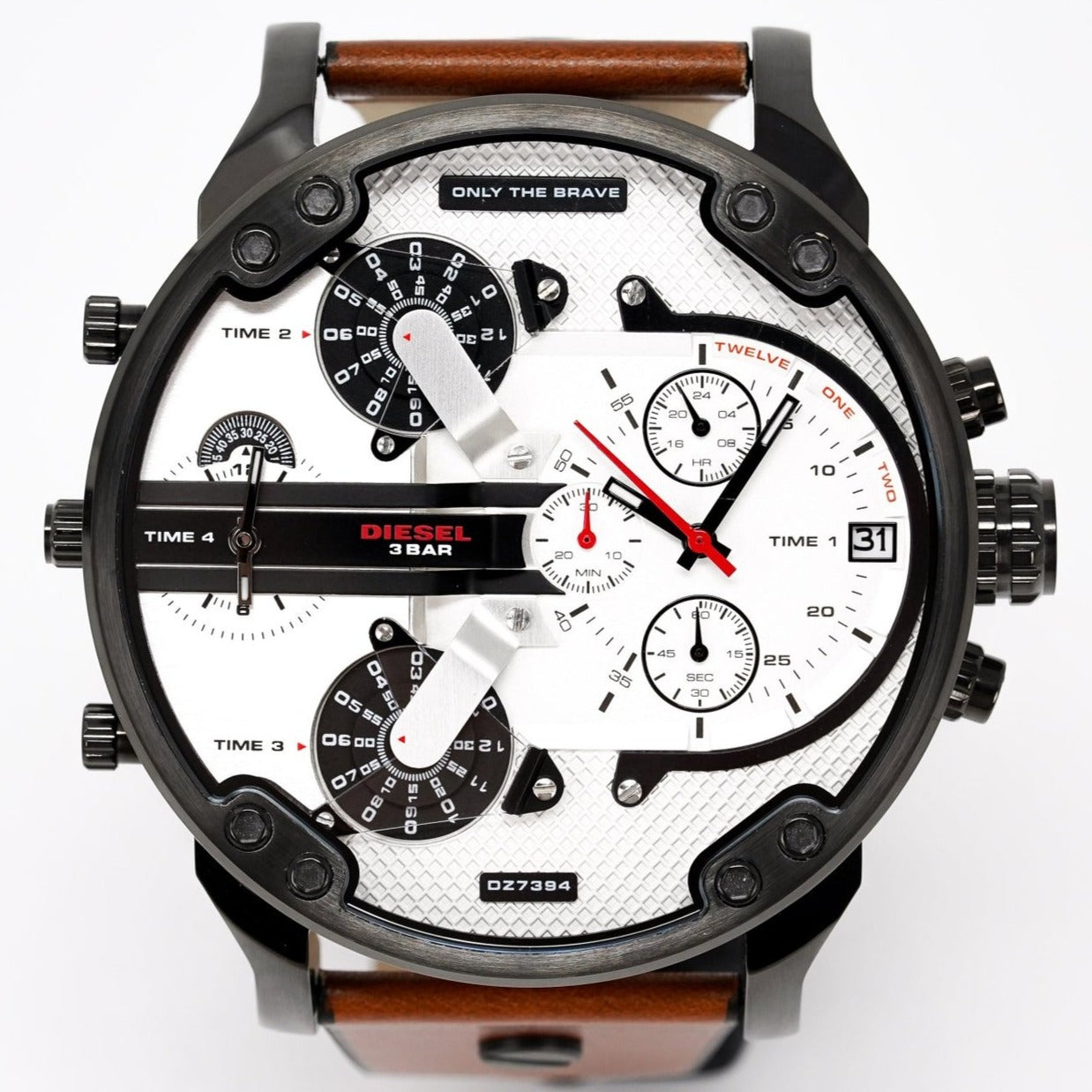  Shop Authentic Diesel Mr. Daddy 2.0 Chronograph Silver Dial Brown Leather Strap Watch For Men - DZ7394 - Luxxuri