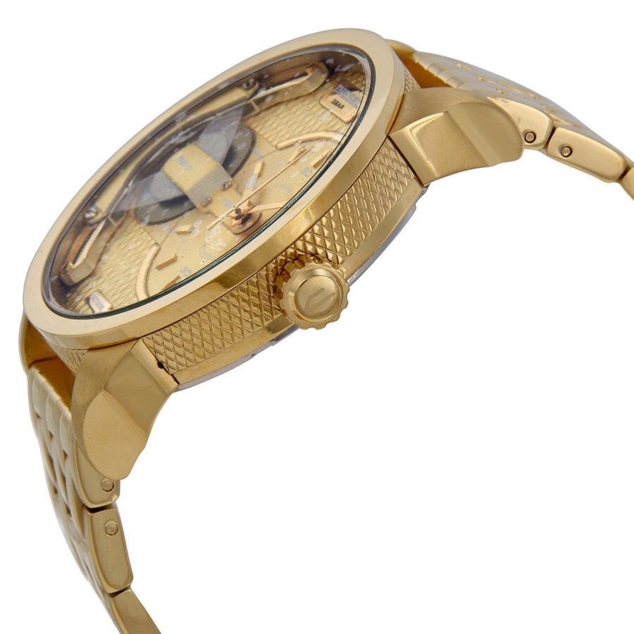 Diesel Mini Daddy Gold Dial Gold Steel Strap Watch For Men - DZ7306