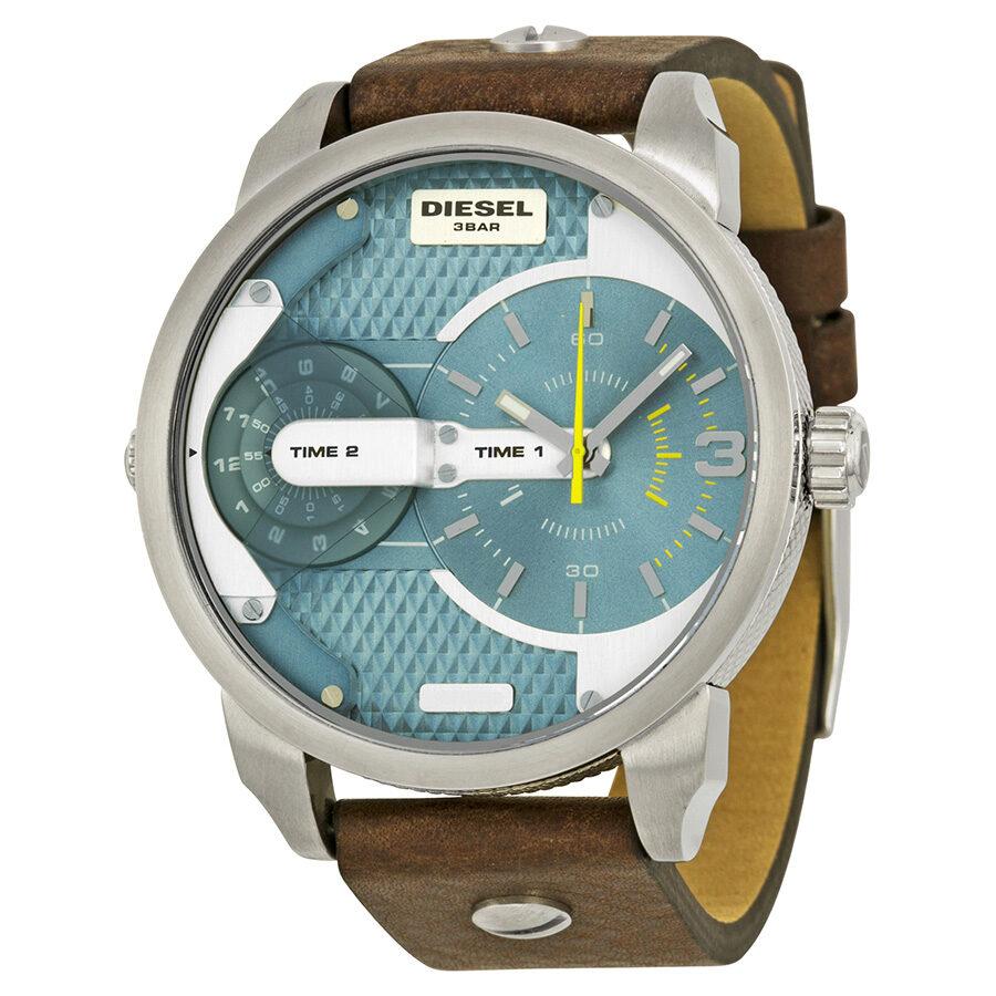  Shop Authentic Diesel Mini Daddy LIght Blue Dial Brown Leather Strap Watch For Men - DZ7321 - Luxxuri