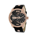  Shop Authentic Diesel Mini Daddy Dual Time Black & Gold Dial Black Leather Strap Watch For Men - DZ7317 - Luxxuri