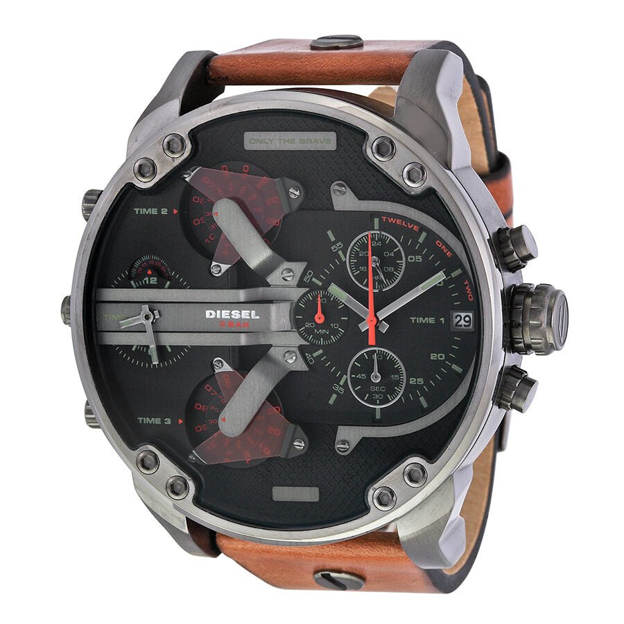  Shop Authentic Diesel Mr Daddy 2.0 Black Dial Brown Leather Strap Watch For Men - DZ7332 - Luxxuri