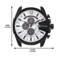  Shop Authentic Diesel Mega Chief Chronograph Silver Dial Black Leather Strap Watch For Men - DZ4512 - Luxxuri