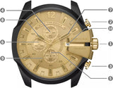 Shop Authentic Diesel Mega Chief Chronograph Gold Dial Black Steel Strap Watch For Men - DZ4485 - Luxxuri
