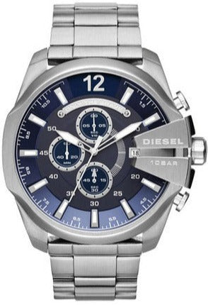  Shop Authentic Diesel Mega Chief Chronograph Blue Dial Silver Steel Strap Watch For Men - DZ4417 - Luxxuri