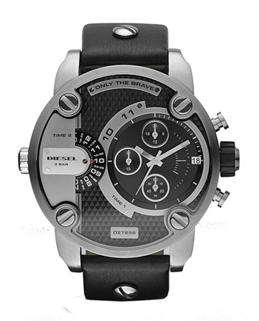  Shop Authentic Diesel Little Daddy Black Dial Black Leather Strap Watch For Men - DZ7256 - Luxxuri