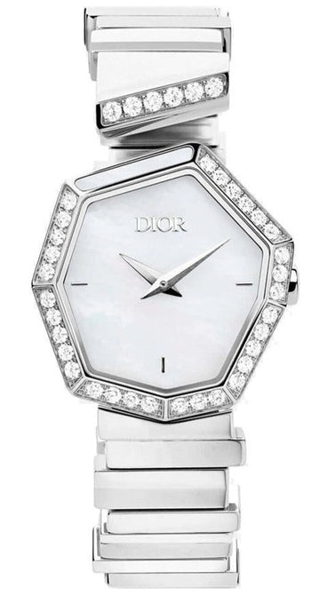  Shop Authentic Dior Gem Dior Mother of Pearl Diamonds White Dial White Leather Strap Watch for Women - CD18111X1006 - Luxxuri